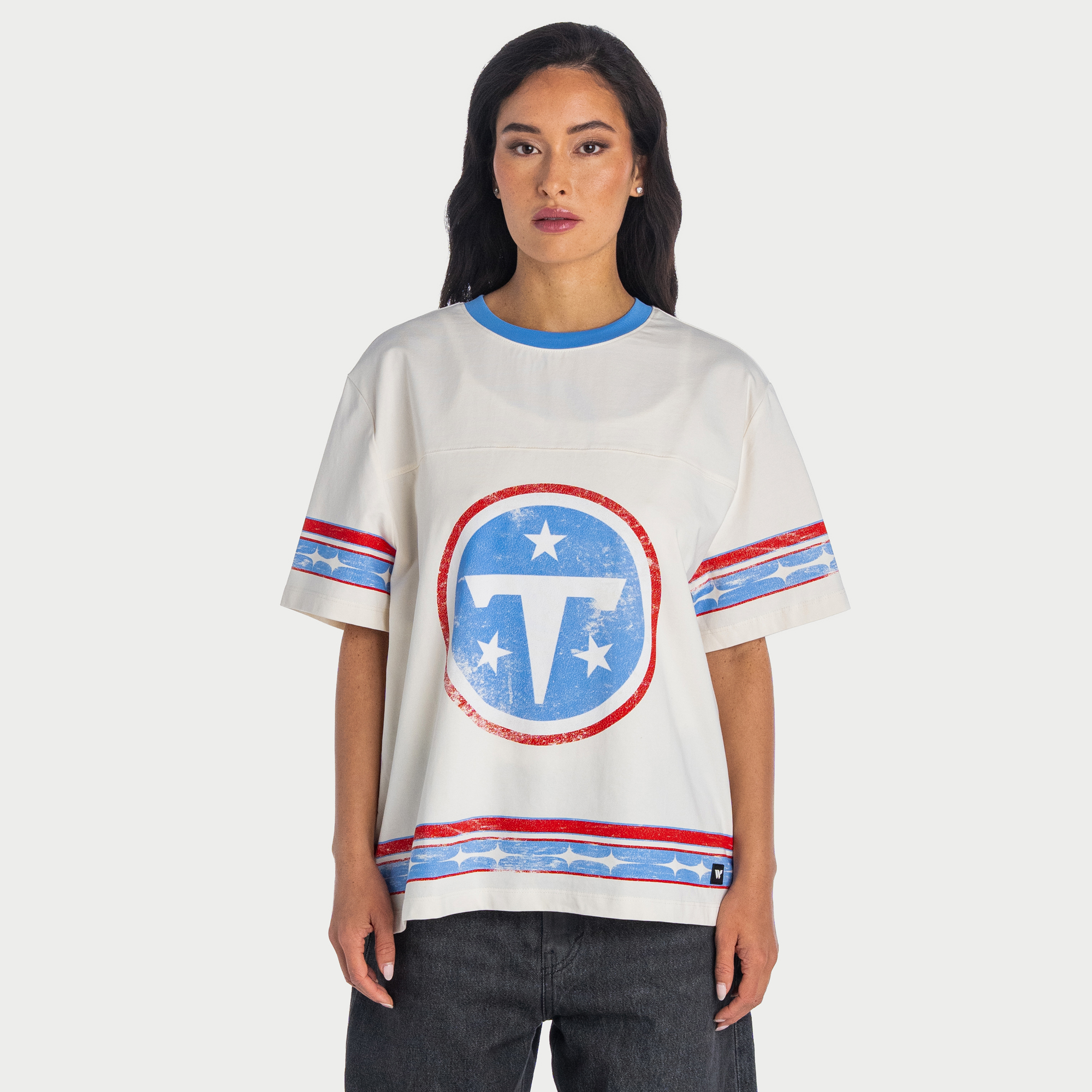 Women's The Wild Collective Cream Tennessee Titans Oversized Established Boyfriend T-Shirt