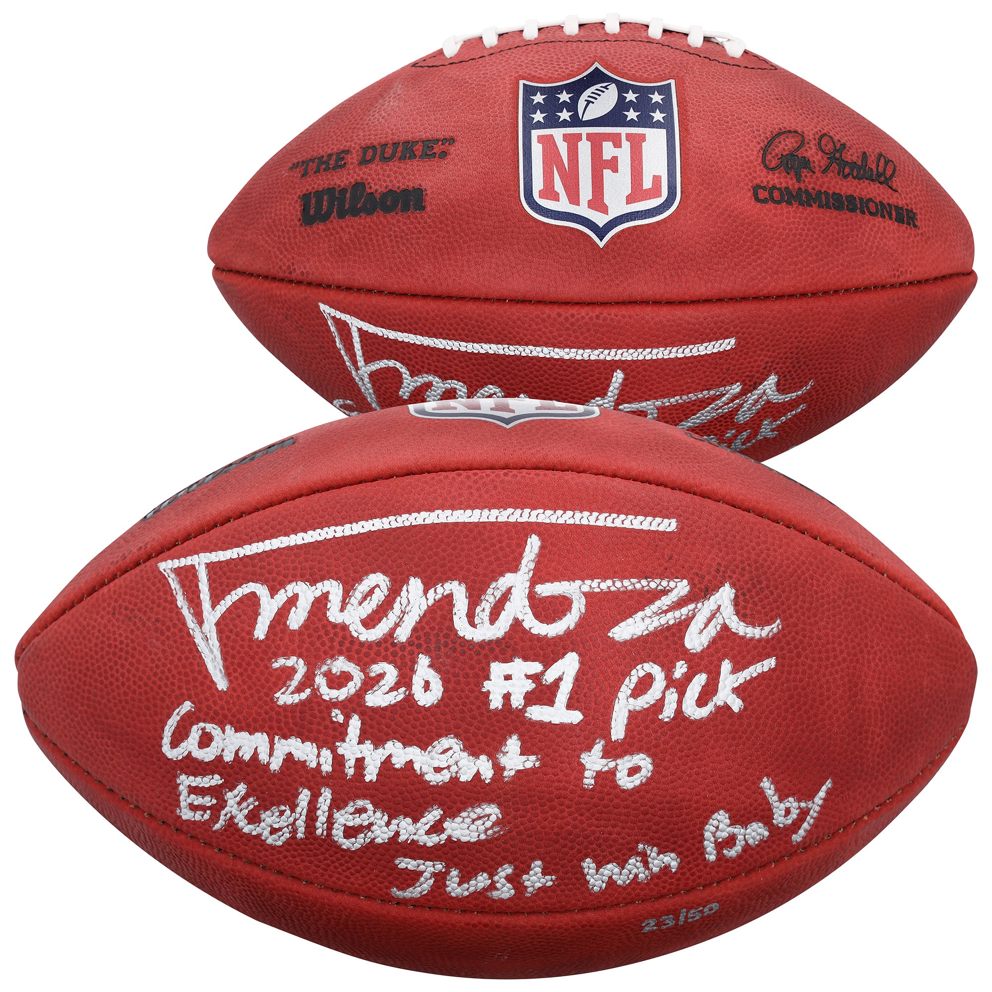 Fernando Mendoza Las Vegas Raiders Autographed Duke Full Color Football with Multiple Inscriptions - Limited Edition of 50
