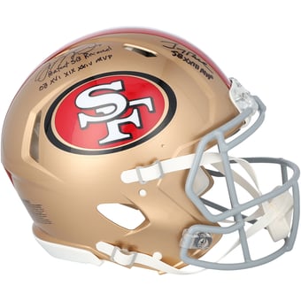 Jerry Rice & Joe Montana San Francisco 49ers Autographed Riddell Speed Authentic Helmet with Multiple Inscriptions