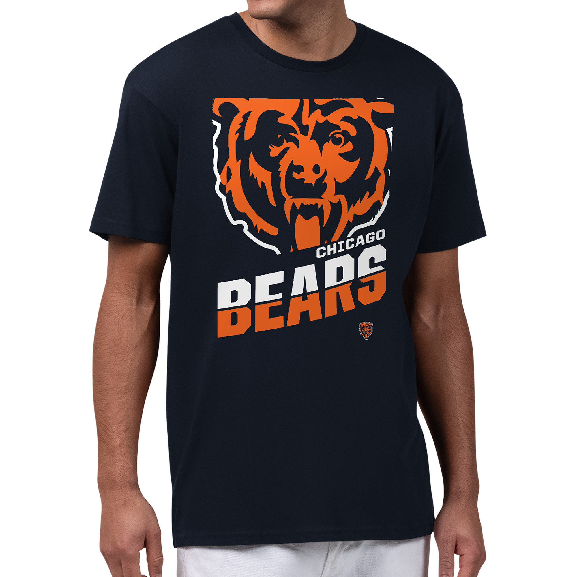 Men's Starter  Navy Chicago Bears Zoom Graphic T-Shirt