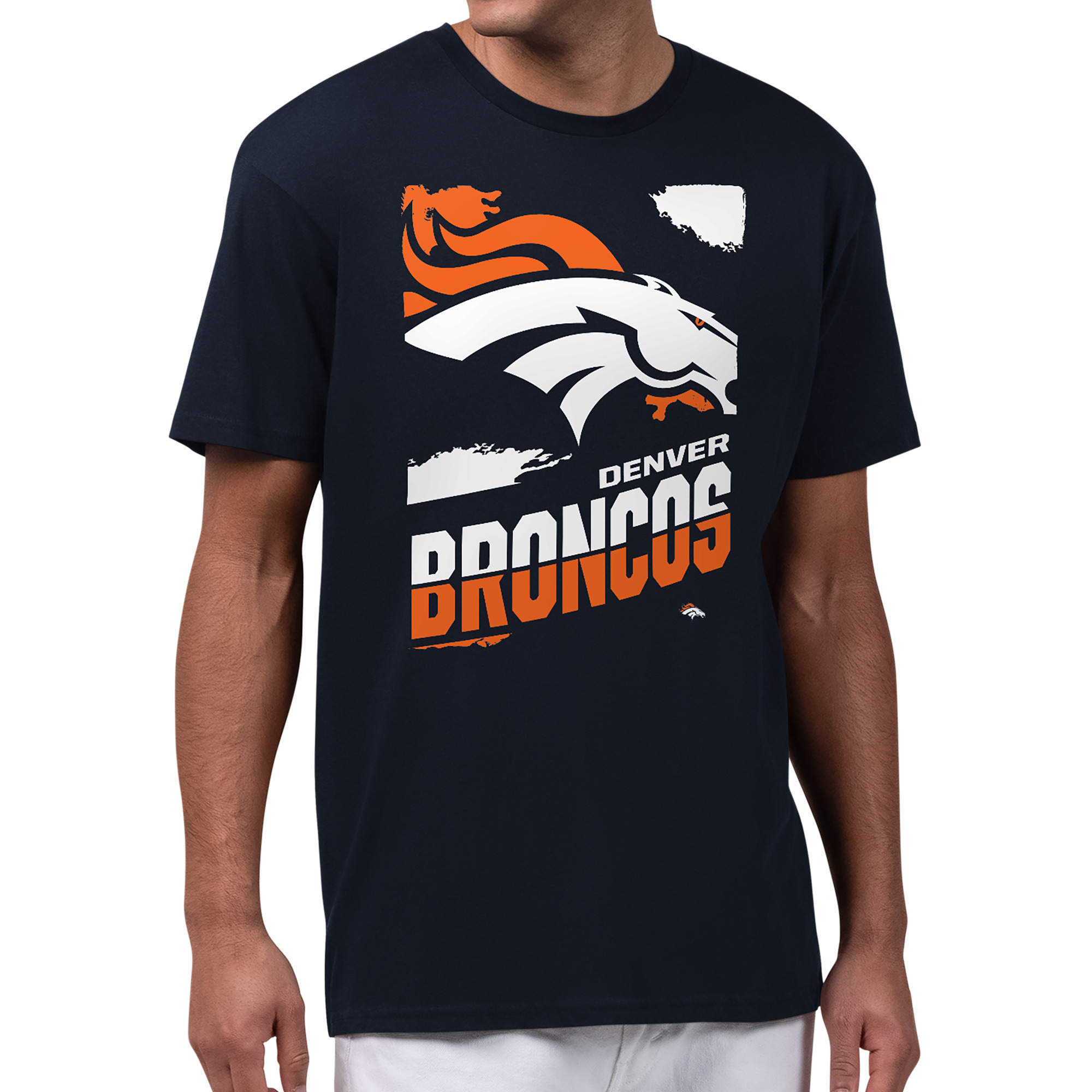 Men's Starter  Navy Denver Broncos Zoom Graphic T-Shirt