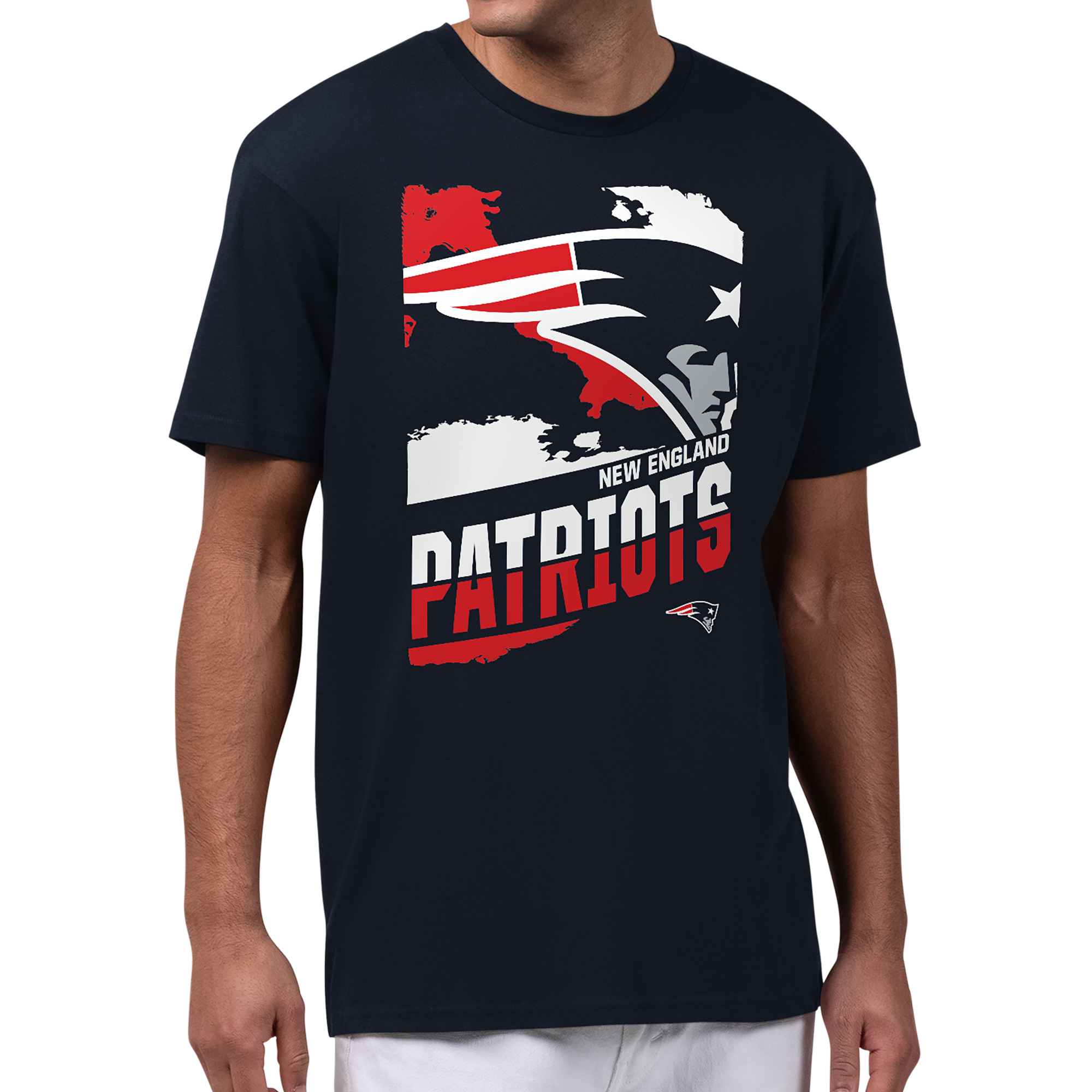 Men's Starter  Navy New England Patriots Zoom Graphic T-Shirt