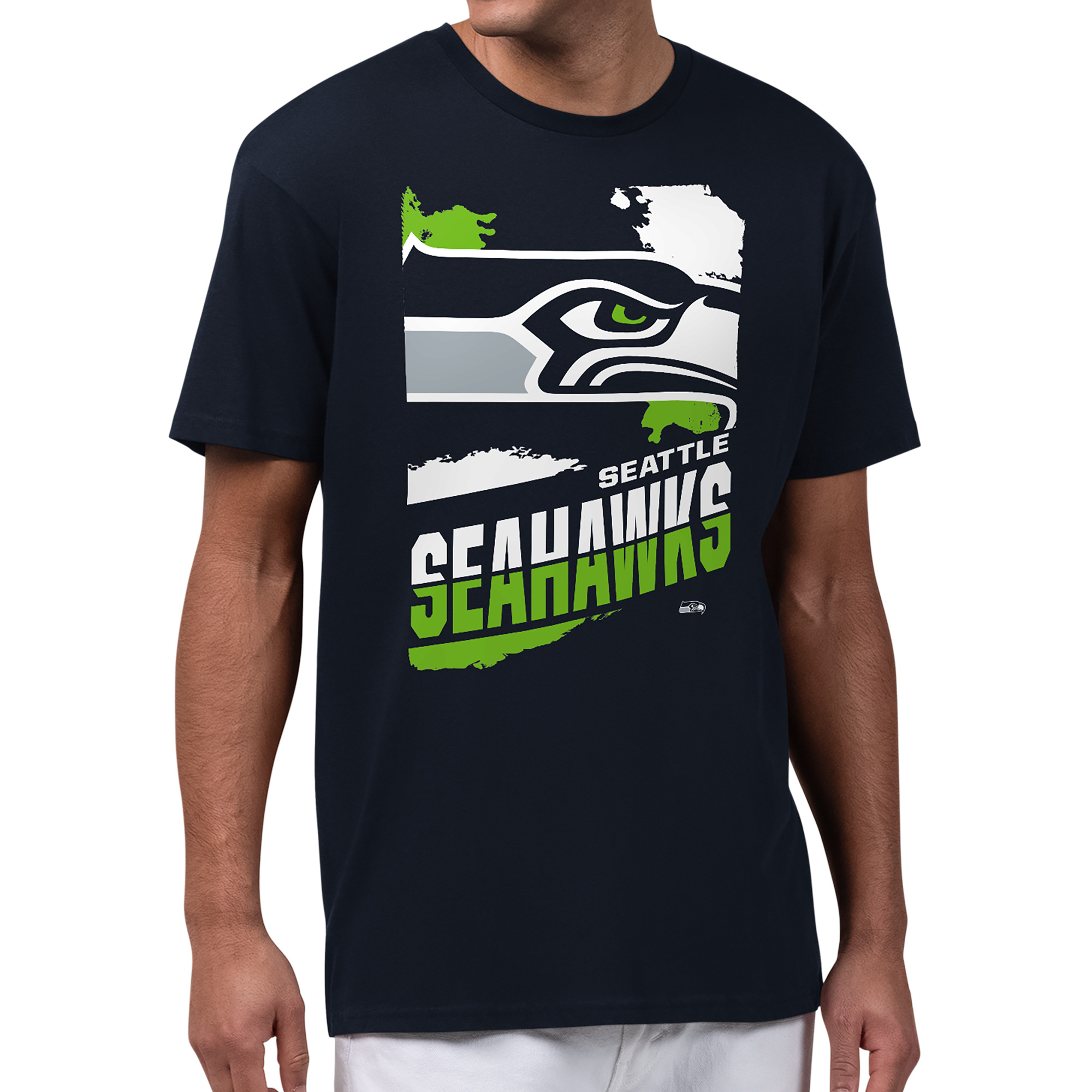 Men's Starter College Navy Seattle Seahawks Zoom Graphic T-Shirt