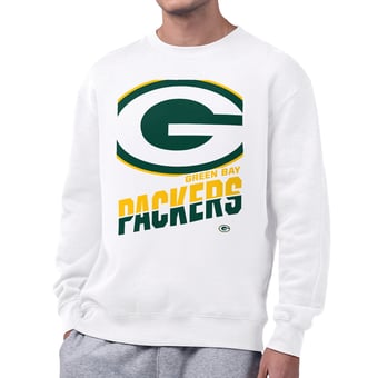 Men's Starter  White Green Bay Packers Zoom Graphic Fleece Sweatshirt