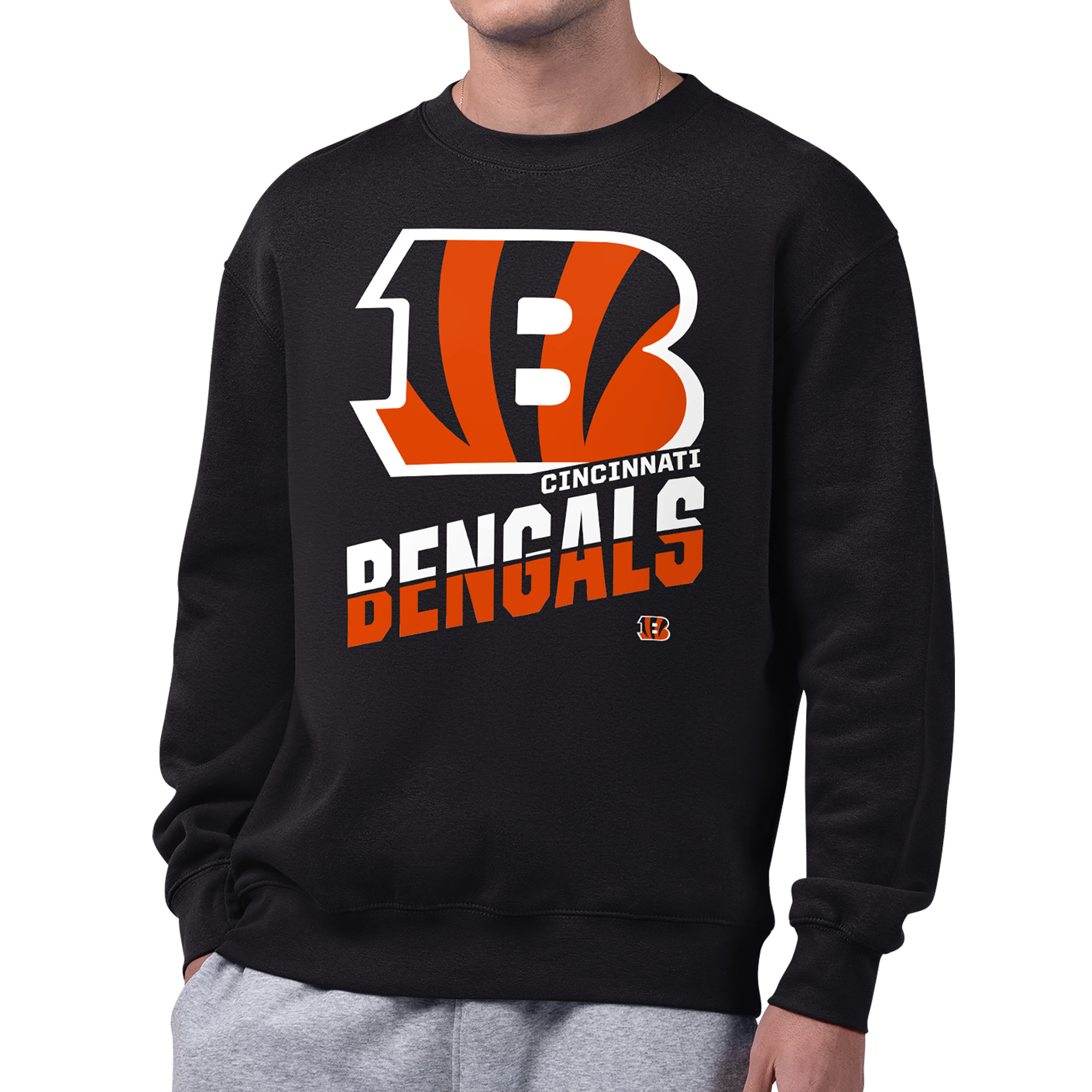 Men's Starter Black Cincinnati Bengals Zoom Graphic Fleece Sweatshirt