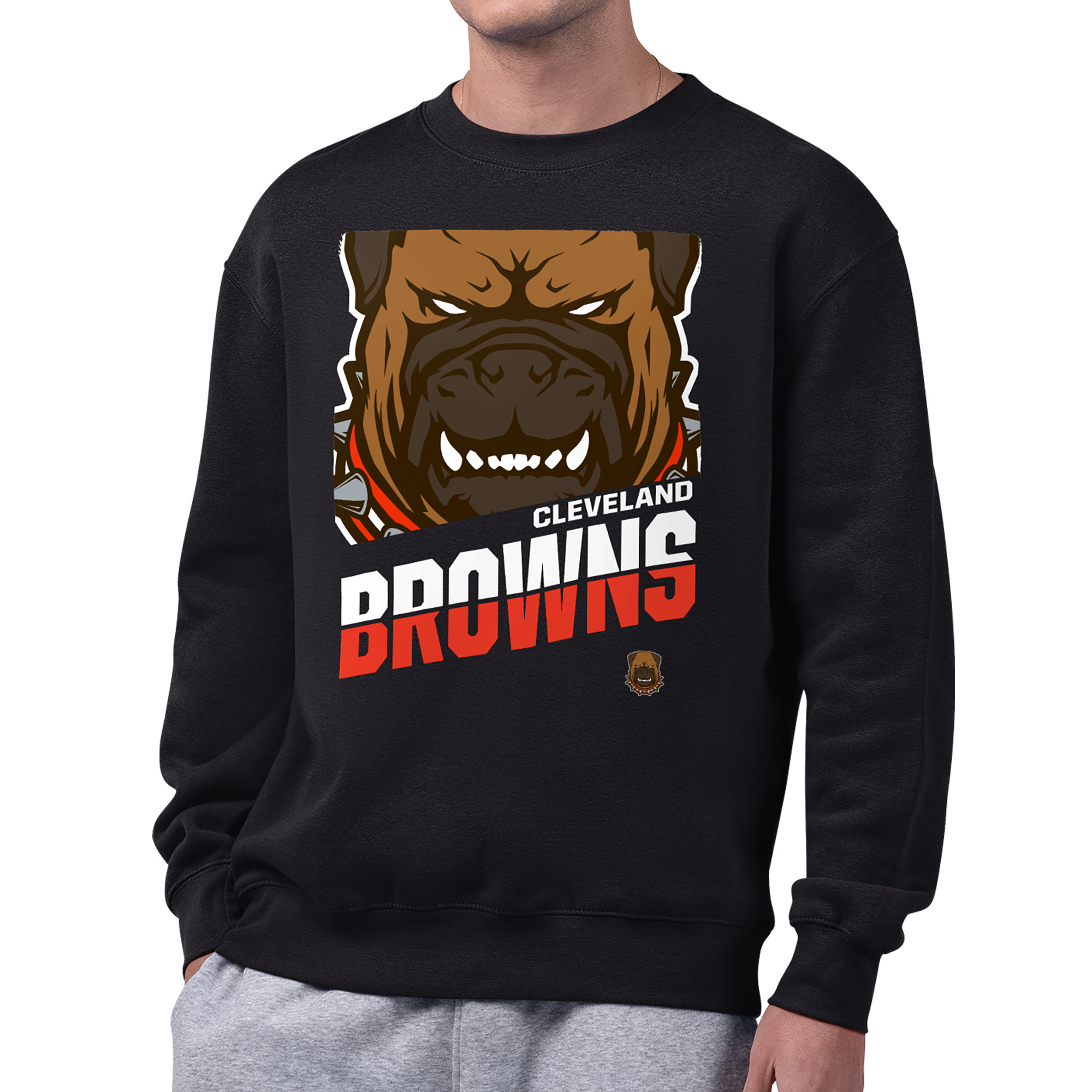 Men's Starter  Black Cleveland Browns Zoom Graphic Fleece Sweatshirt