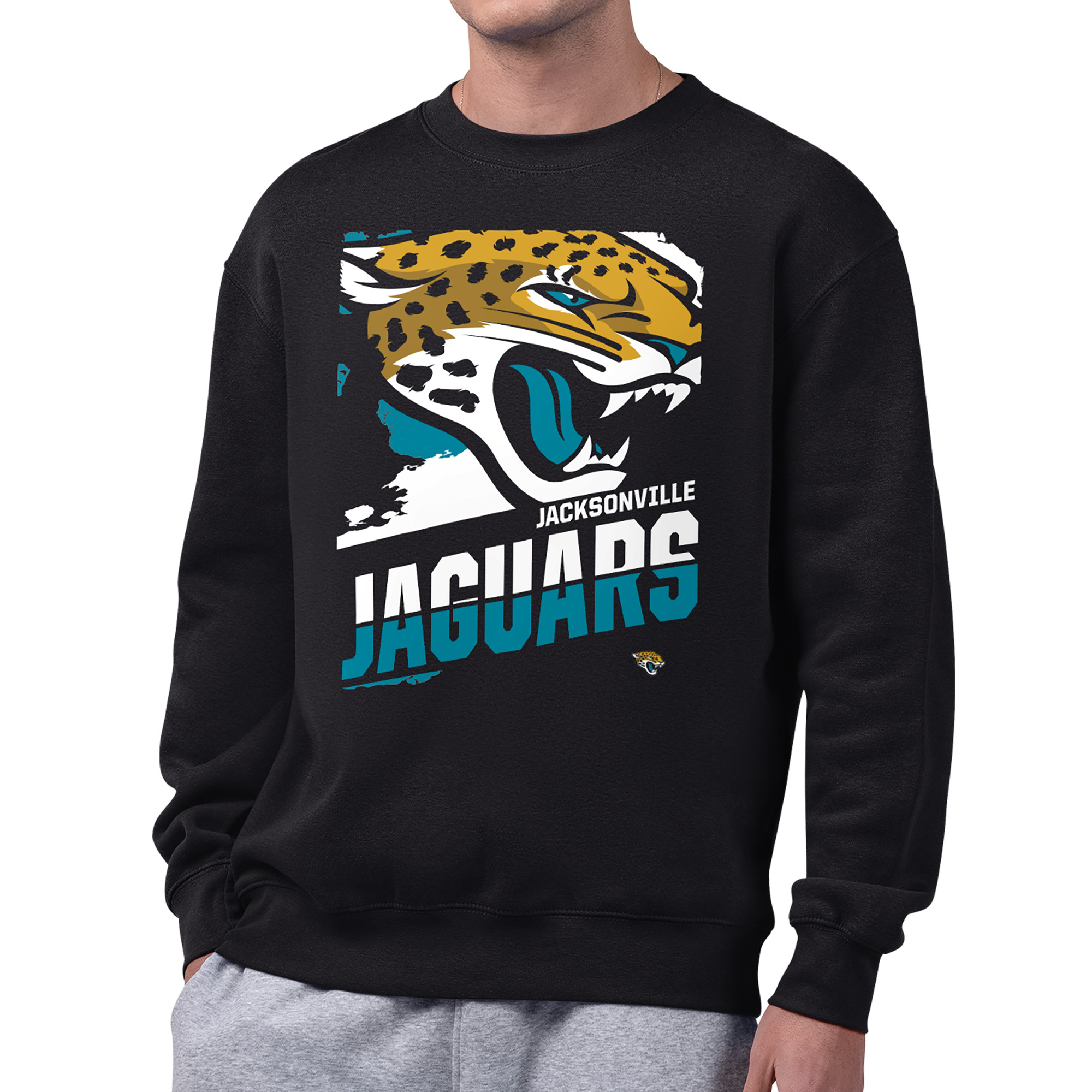 Men's Starter  Black Jacksonville Jaguars Zoom Graphic Fleece Sweatshirt