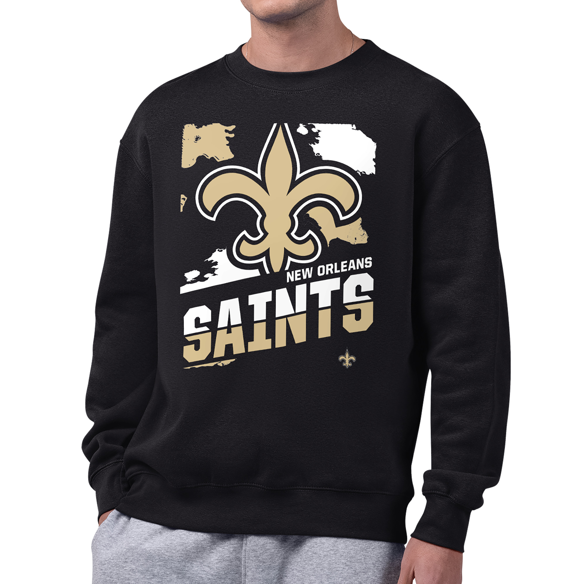 Men's Starter  Black New Orleans Saints Zoom Graphic Fleece Sweatshirt