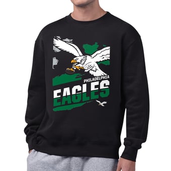 Men's Starter  Black Philadelphia Eagles Zoom Graphic Fleece Sweatshirt