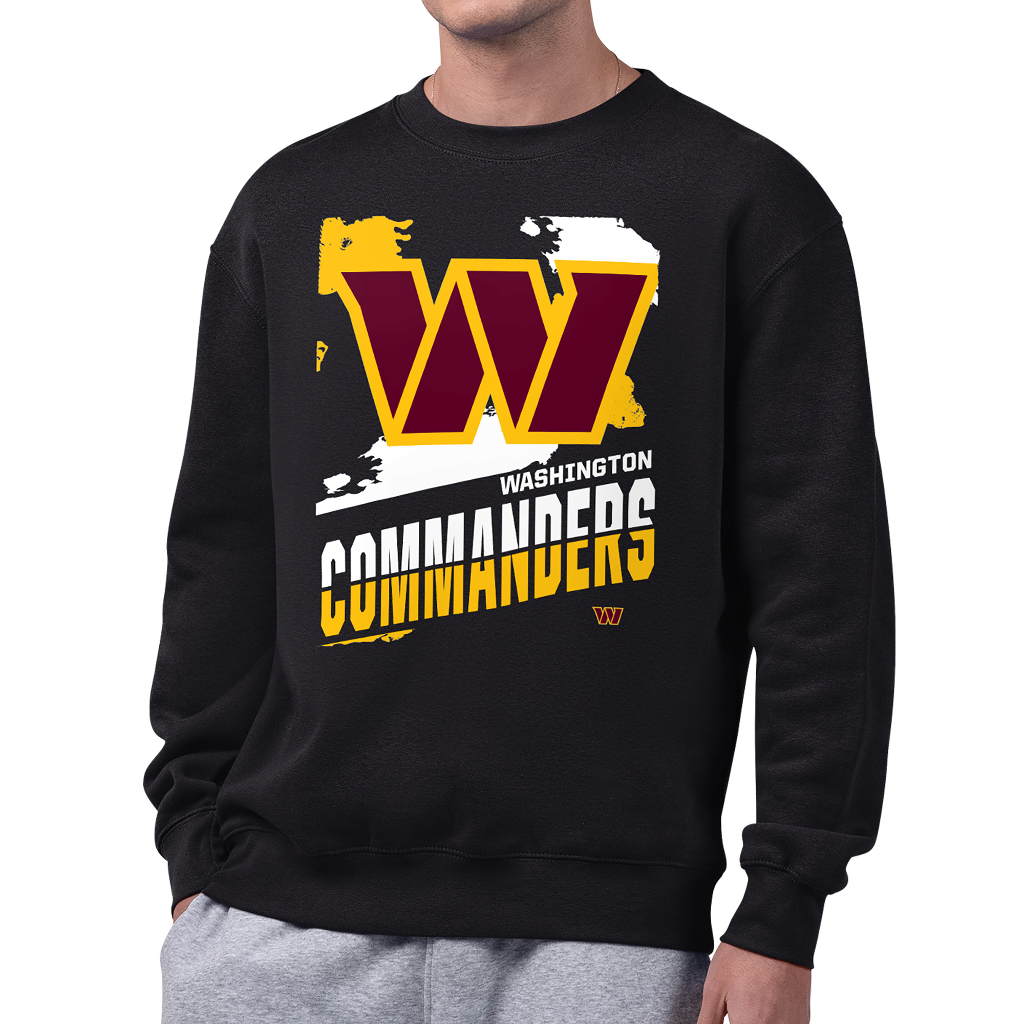 Men's Starter Black Washington Commanders Zoom Graphic Fleece Sweatshirt