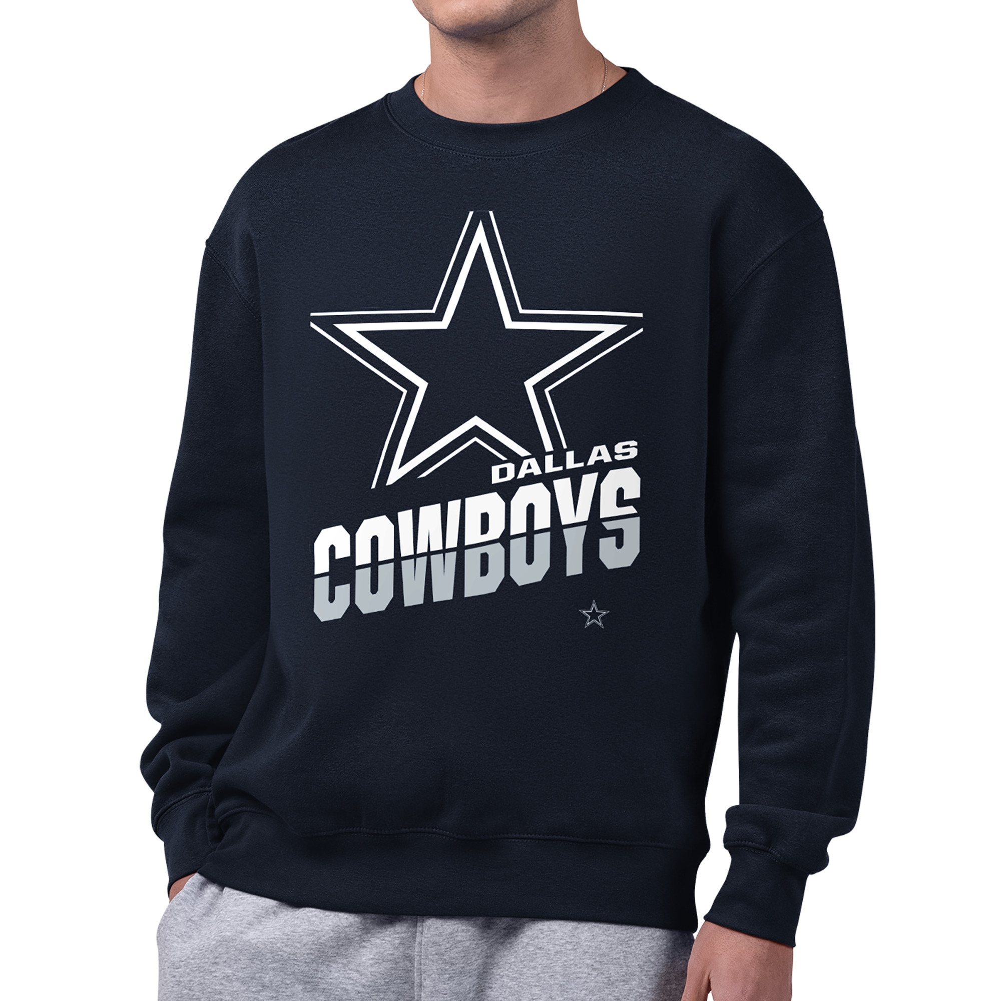 Men's Starter  Navy Dallas Cowboys Zoom Graphic Fleece Sweatshirt