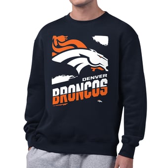 Men's Starter  Navy Denver Broncos Zoom Graphic Fleece Sweatshirt