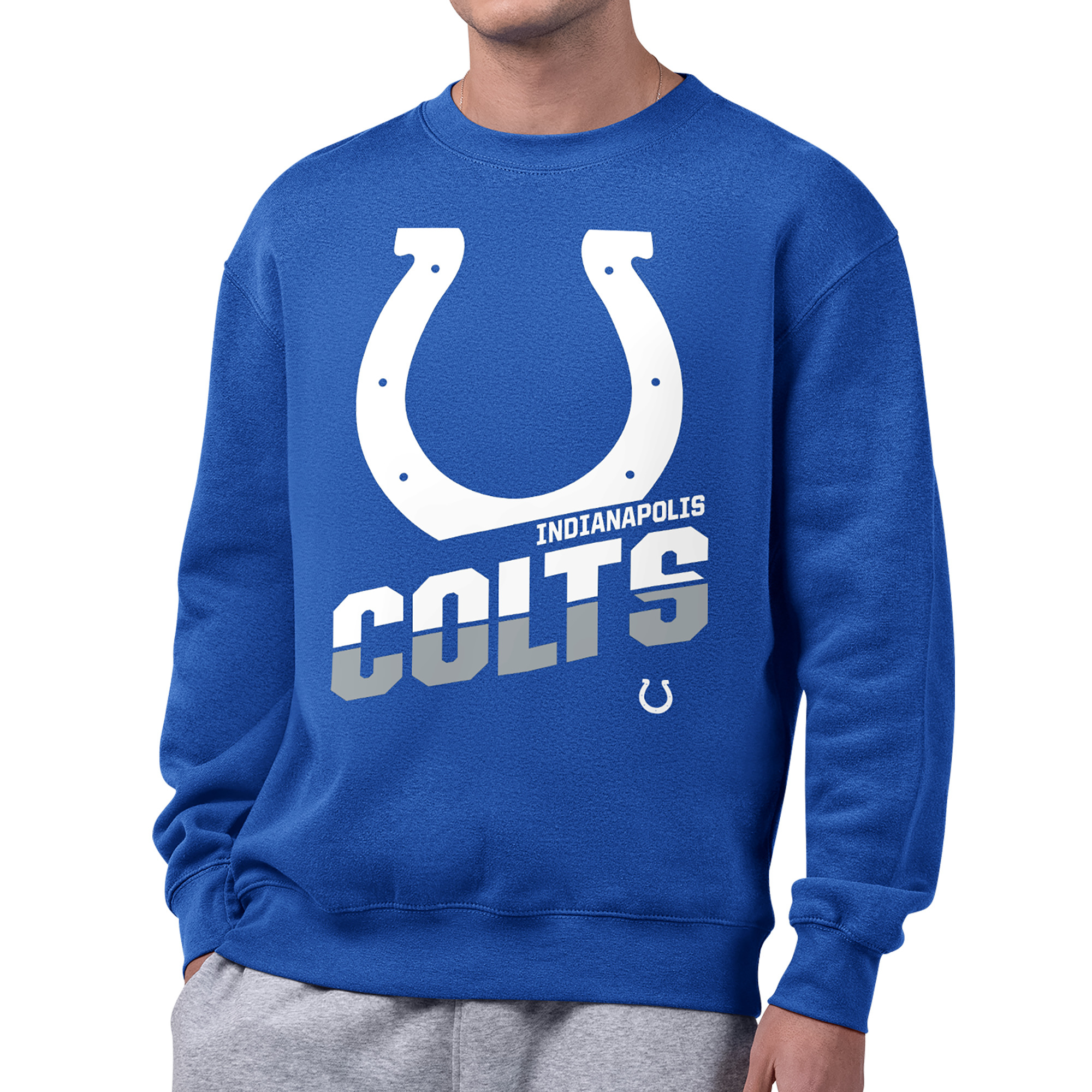 Men's Starter Royal Indianapolis Colts Zoom Graphic Fleece Sweatshirt