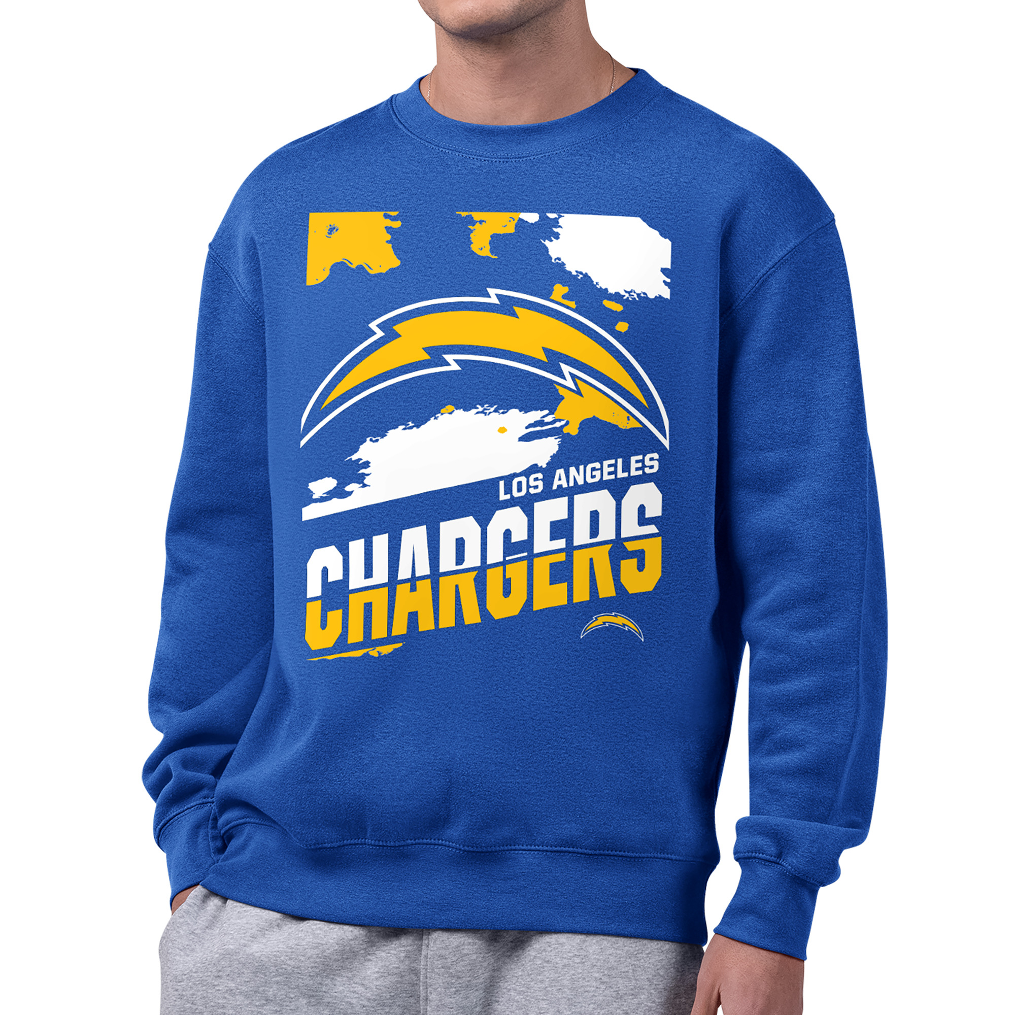 Men's Starter  Royal Los Angeles Chargers Zoom Graphic Fleece Sweatshirt