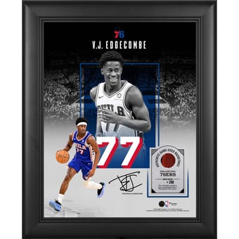 VJ Edgecombe Philadelphia 76ers Facsimile Signature Framed 11" x 14" Showcase Collage with a Piece of Game-Used Basketball - Limited Edition of 250