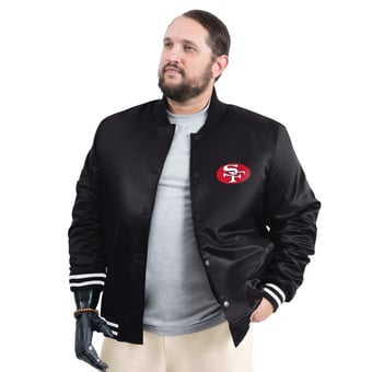 Men's G-III Sports by Carl Banks Black San Francisco 49ers Tossback Adaptive Satin Full-Snap Varsity Jacket