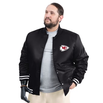 Men's G-III Sports by Carl Banks Black Kansas City Chiefs Tossback Adaptive Satin Full-Snap Varsity Jacket
