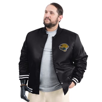 Men's G-III Sports by Carl Banks Black Jacksonville Jaguars Tossback Adaptive Satin Full-Snap Varsity Jacket