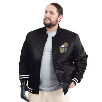 Men's G-III Sports by Carl Banks Black New Orleans Saints Tossback Adaptive Satin Full-Snap Varsity Jacket