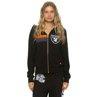 Unisex Aviator Nation Black Las Vegas Raiders Tri-Blend Full-Zip Hoodie
