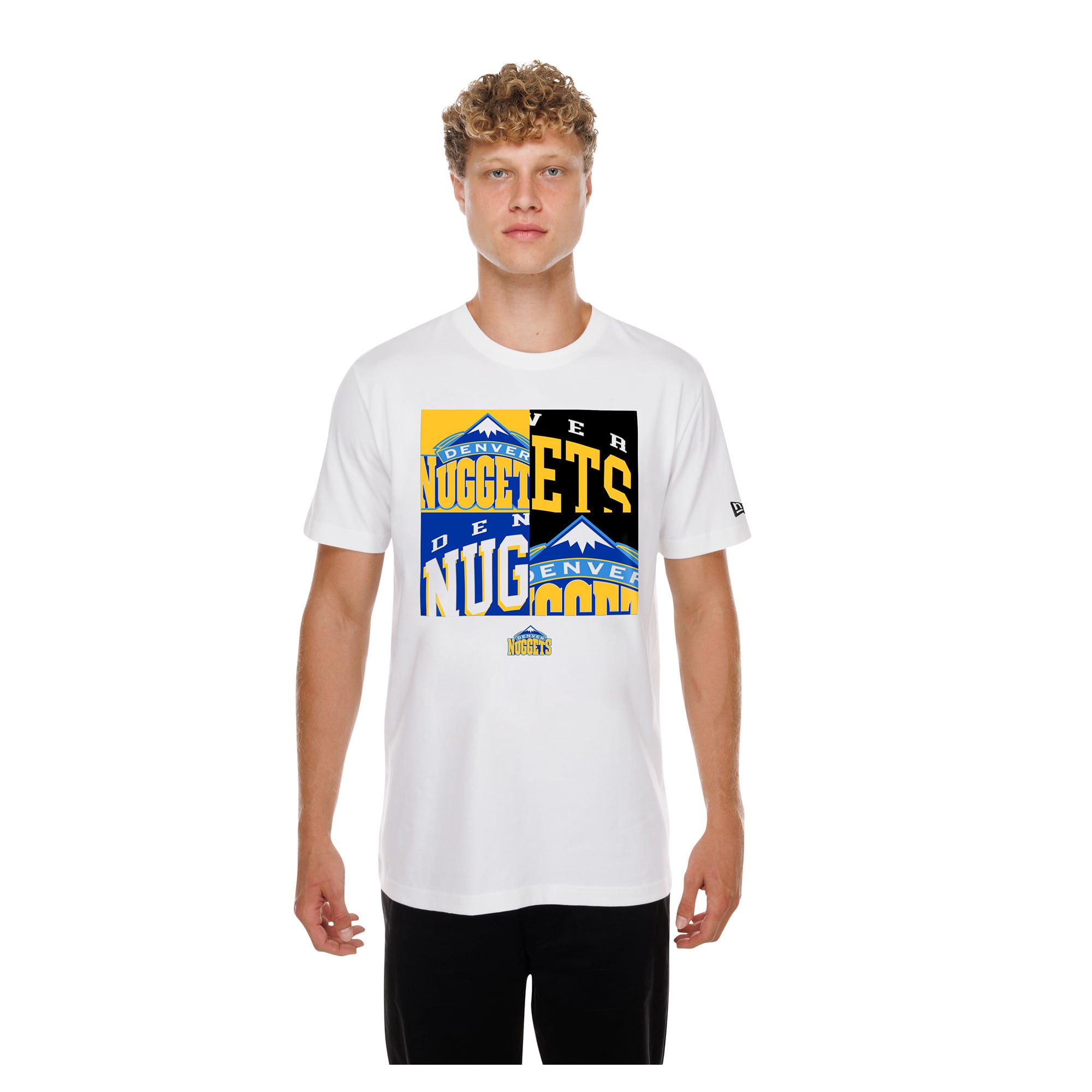 Men's New Era White Denver Nuggets Block Logo T-Shirt
