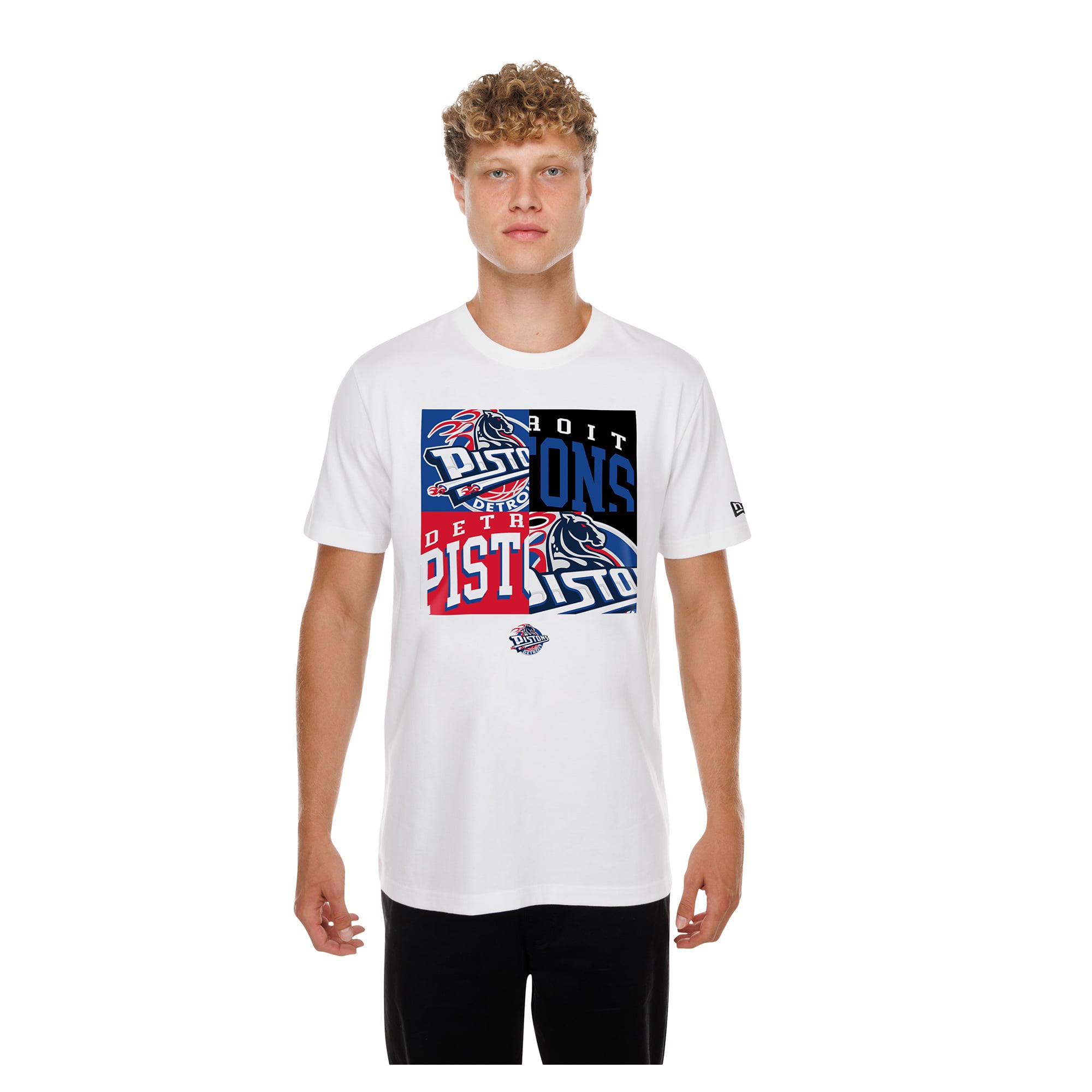 Men's New Era White Detroit Pistons Block Logo T-Shirt