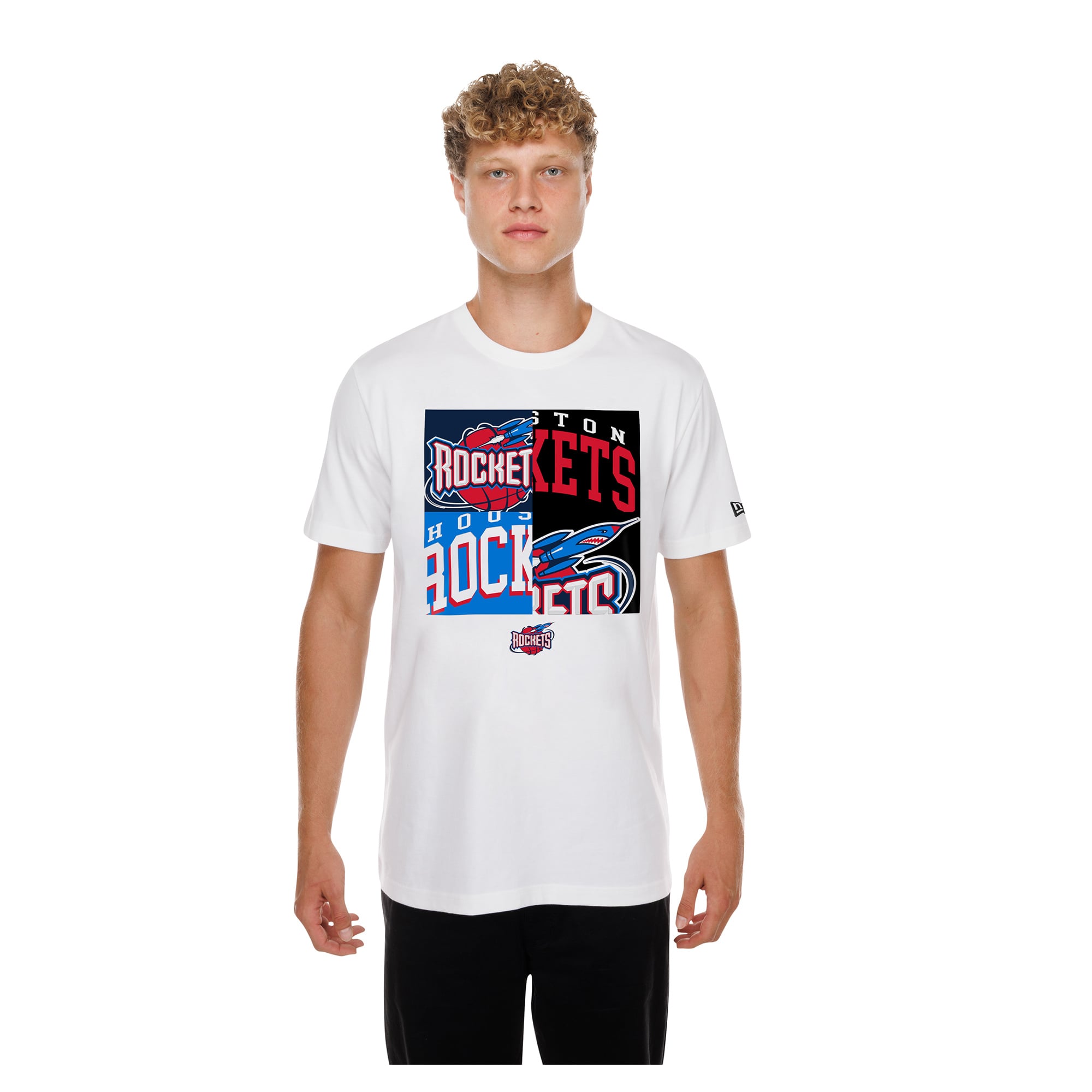 Men's New Era White Houston Rockets Block Logo T-Shirt