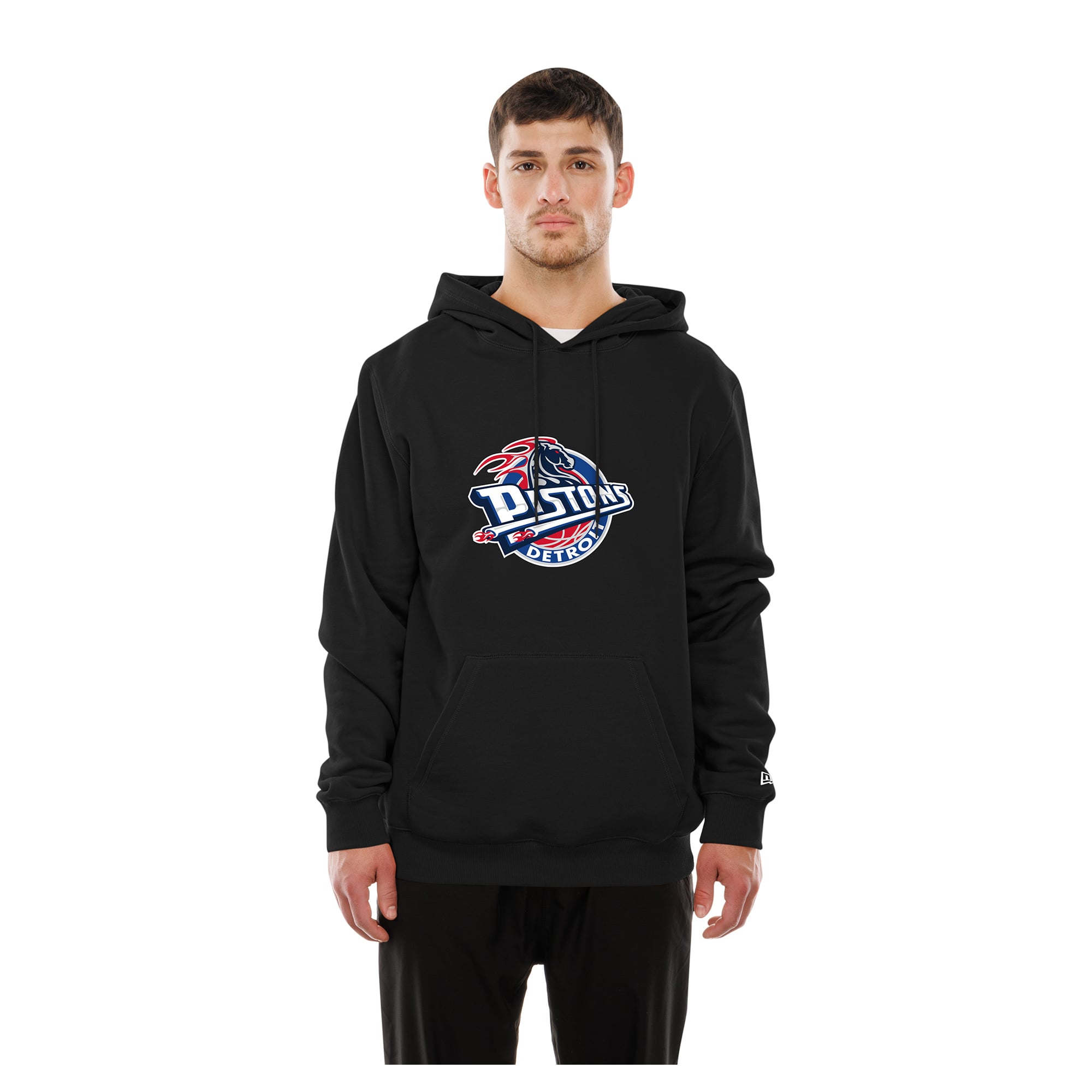 Men's New Era  Black Detroit Pistons Front Back Logo Hoodie
