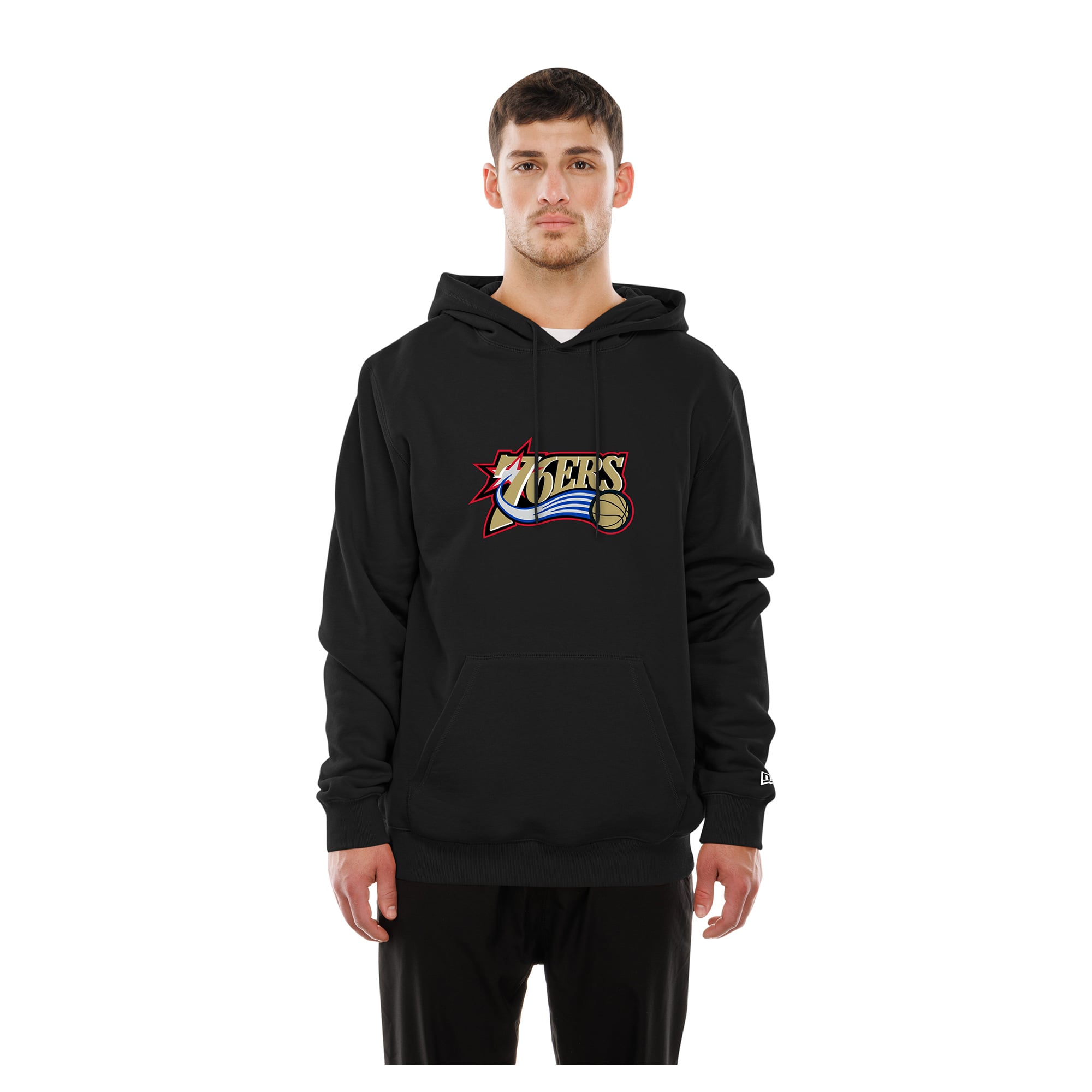 Men's New Era  Black Philadelphia 76ers Front Back Logo Hoodie
