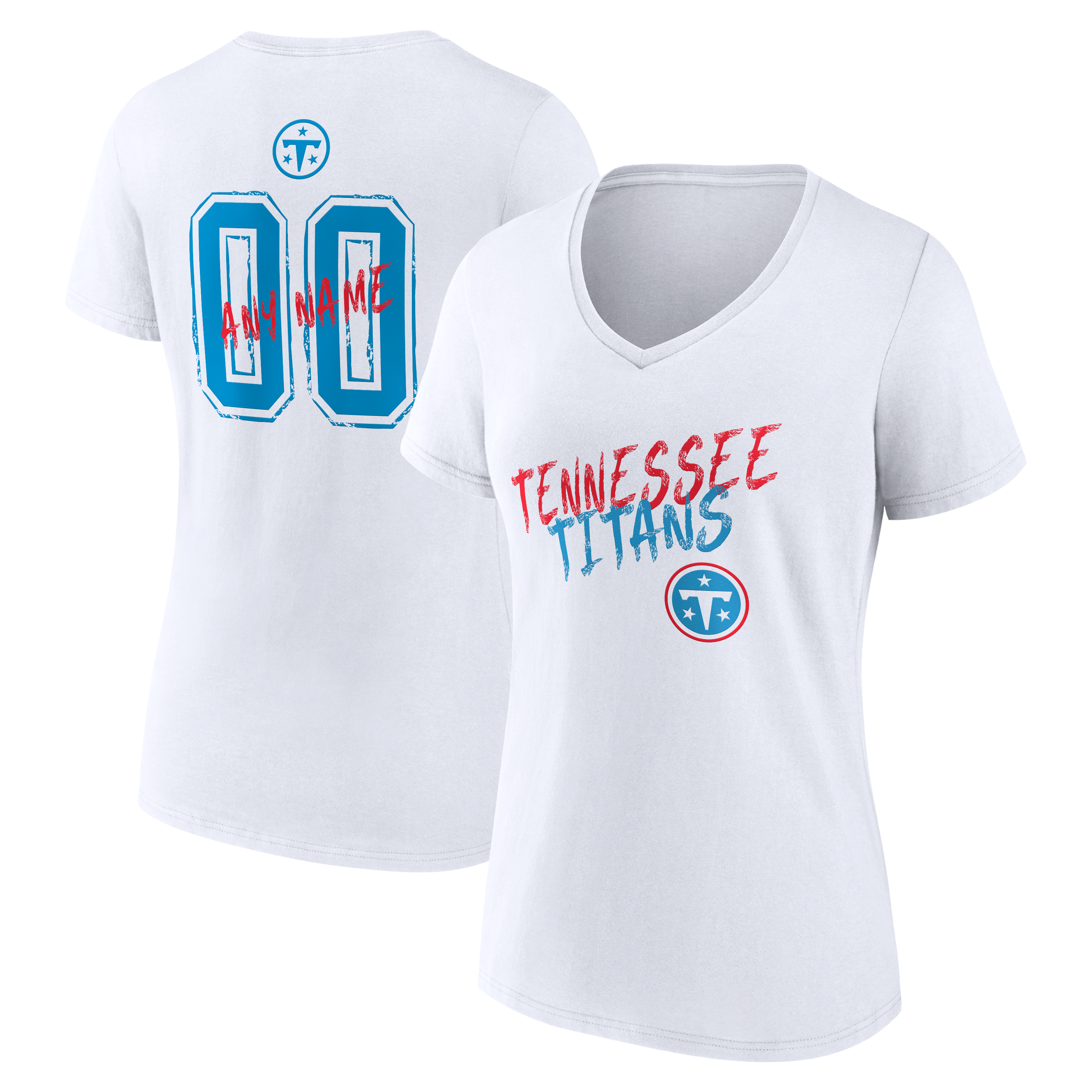 Women's White Tennessee Titans Hustle Personalized Name & Number V-Neck T-Shirt