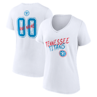 Women's White Tennessee Titans Hustle Personalized Name & Number V-Neck T-Shirt