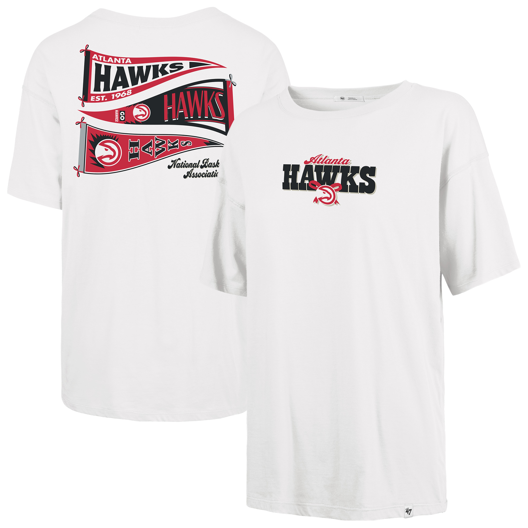 Women's '47 White Atlanta Hawks Bow and Banner Sadie T-Shirt