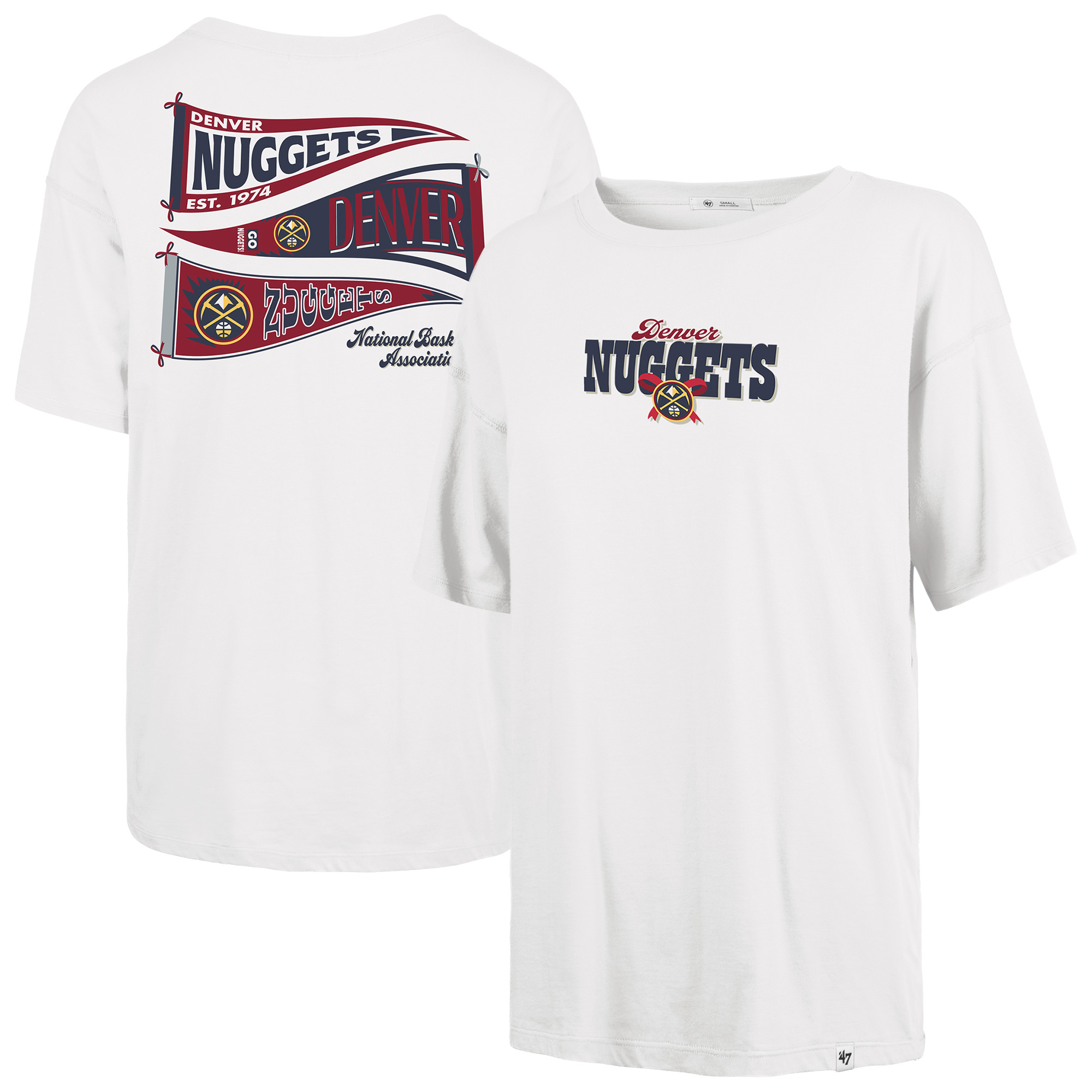 Women's '47 White Denver Nuggets Bow and Banner Sadie T-Shirt