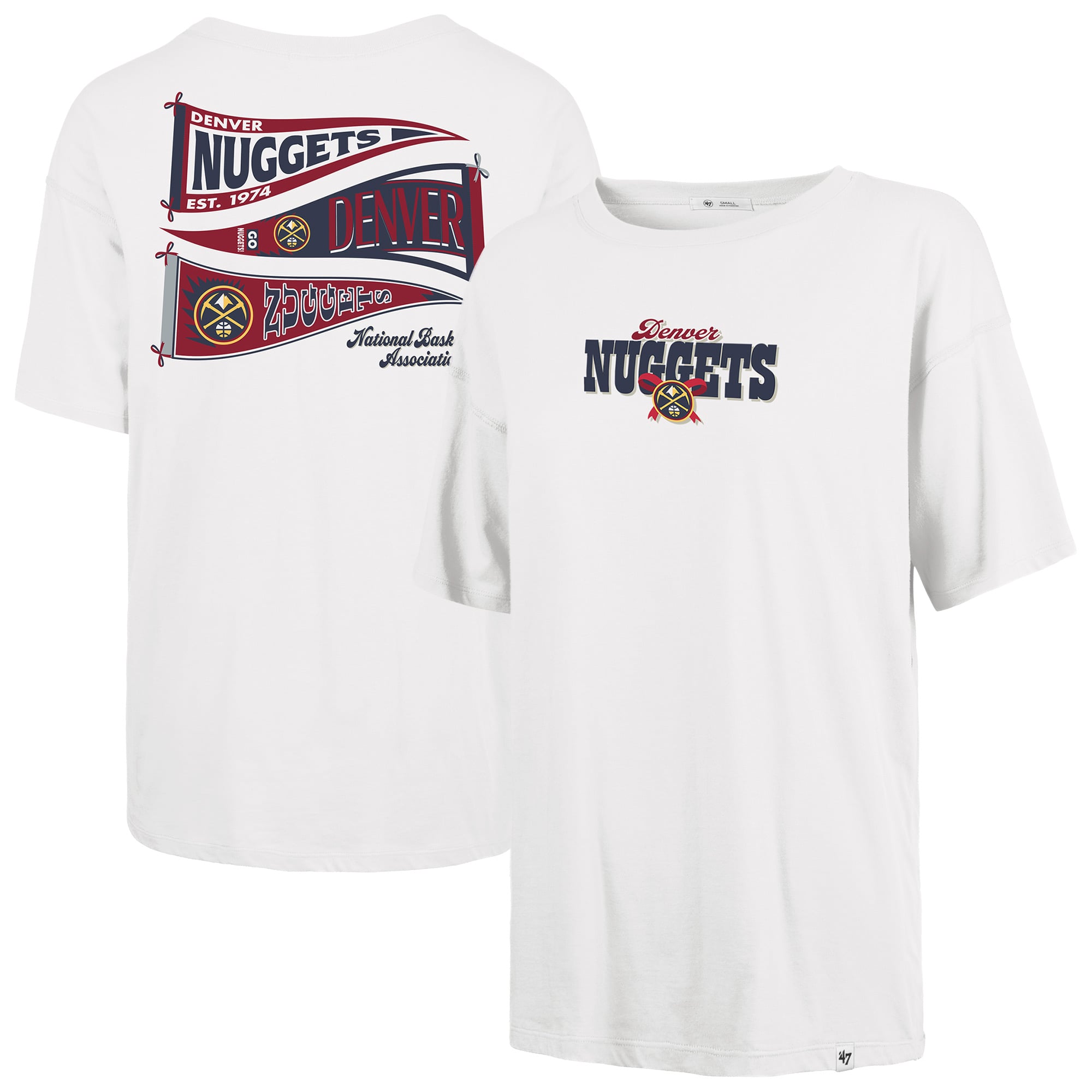 Women's '47 White Denver Nuggets Bow and Banner Sadie T-Shirt