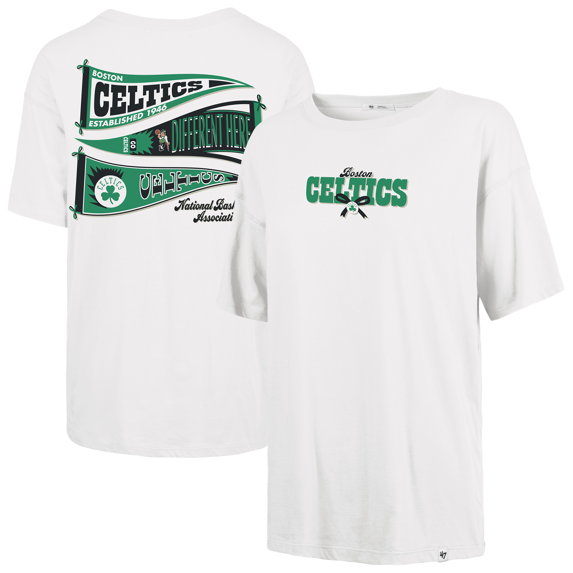 Women's '47 White Boston Celtics Bow and Banner Sadie T-Shirt