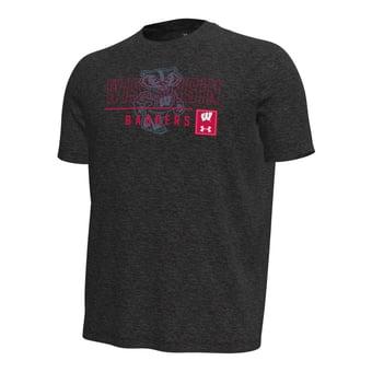 Men's Under Armour  Black Wisconsin Badgers Gameday Motion Heavyweight T-Shirt