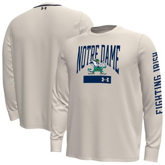 Men's Under Armour  Cream Notre Dame Fighting Irish Gameday Motion Heavyweight Long Sleeve T-Shirt