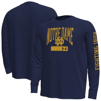 Men's Under Armour  Navy Notre Dame Fighting Irish Gameday Motion Heavyweight Long Sleeve T-Shirt
