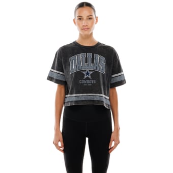 Women's New Era Black Dallas Cowboys Lifestyle Mineral Wash Boxy Cropped T-Shirt