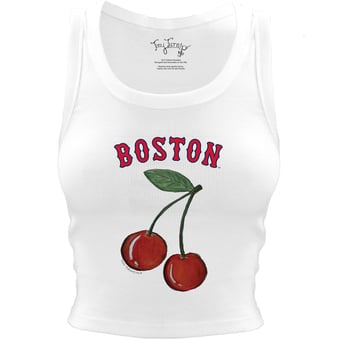 Women's Tiny Turnip White Boston Red Sox Cherries Crop Tank Top