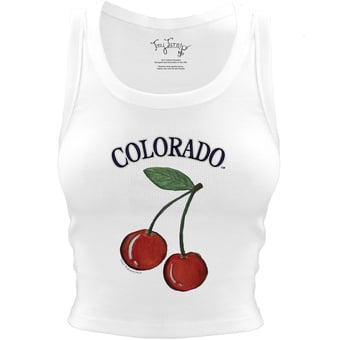 Women's Tiny Turnip White Colorado Rockies Cherries Crop Tank Top