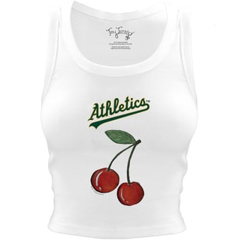 Women's Tiny Turnip White Athletics Cherries Crop Tank Top