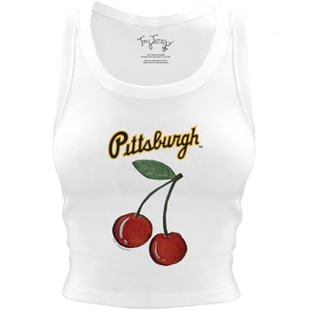 Women's Tiny Turnip White Pittsburgh Pirates Cherries Crop Tank Top