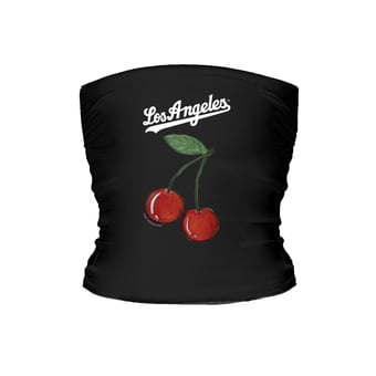 Women's Tiny Turnip Black Los Angeles Dodgers Cherries Crop Tube Top