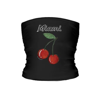 Women's Tiny Turnip Black Miami Marlins Cherries Crop Tube Top