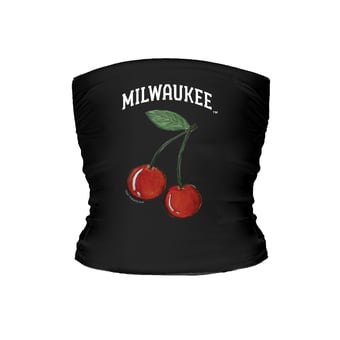 Women's Tiny Turnip Black Milwaukee Brewers Cherries Crop Tube Top