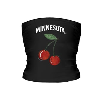 Women's Tiny Turnip Black Minnesota Twins Cherries Crop Tube Top
