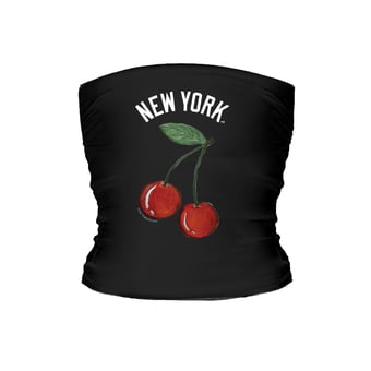 Women's Tiny Turnip Black New York Yankees Cherries Crop Tube Top