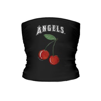 Women's Tiny Turnip Black Los Angeles Angels Cherries Crop Tube Top