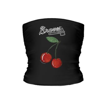 Women's Tiny Turnip Black Atlanta Braves Cherries Crop Tube Top